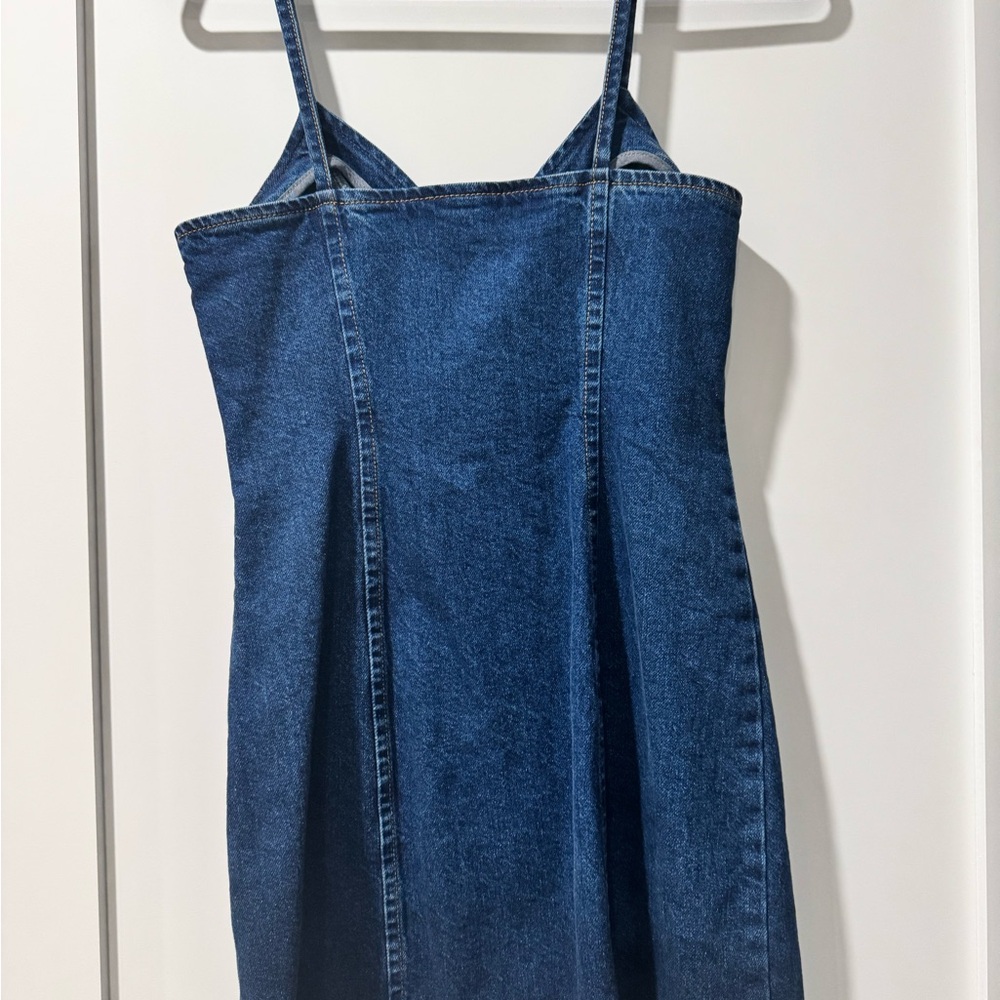 Topshop Structured Denim Zip-Front Mini Dress | Size US 2 | Modern Minimalist - Picture 4 of 8